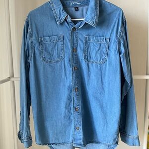 Blue Denim Button-Up Shirt